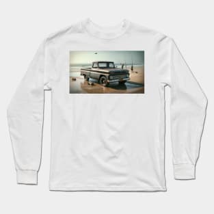 1963 Chevrolet C10 on the Texas beach for some shoreline fishing Long Sleeve T-Shirt